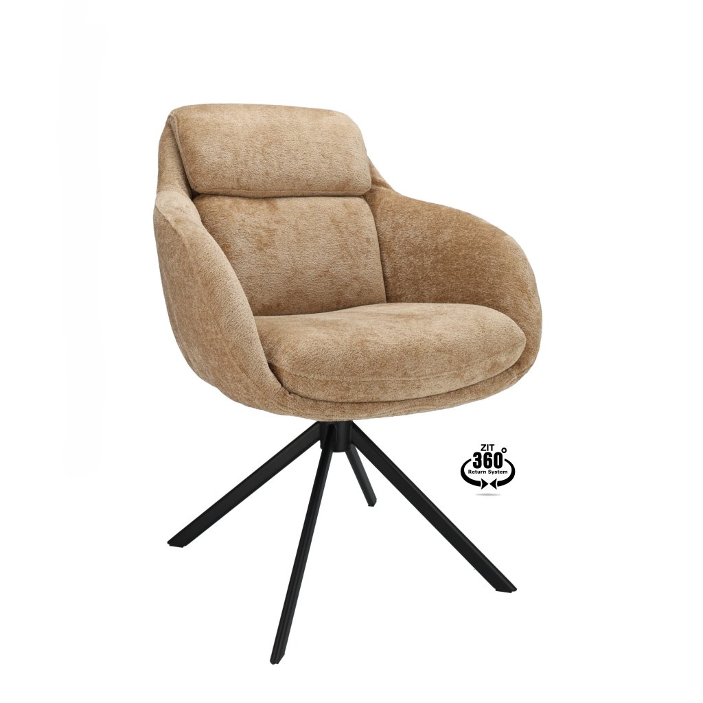 Židle s područkami Valente Stof Stella Camel 09 Leg Black 360° Return-system (Color Camel 09)