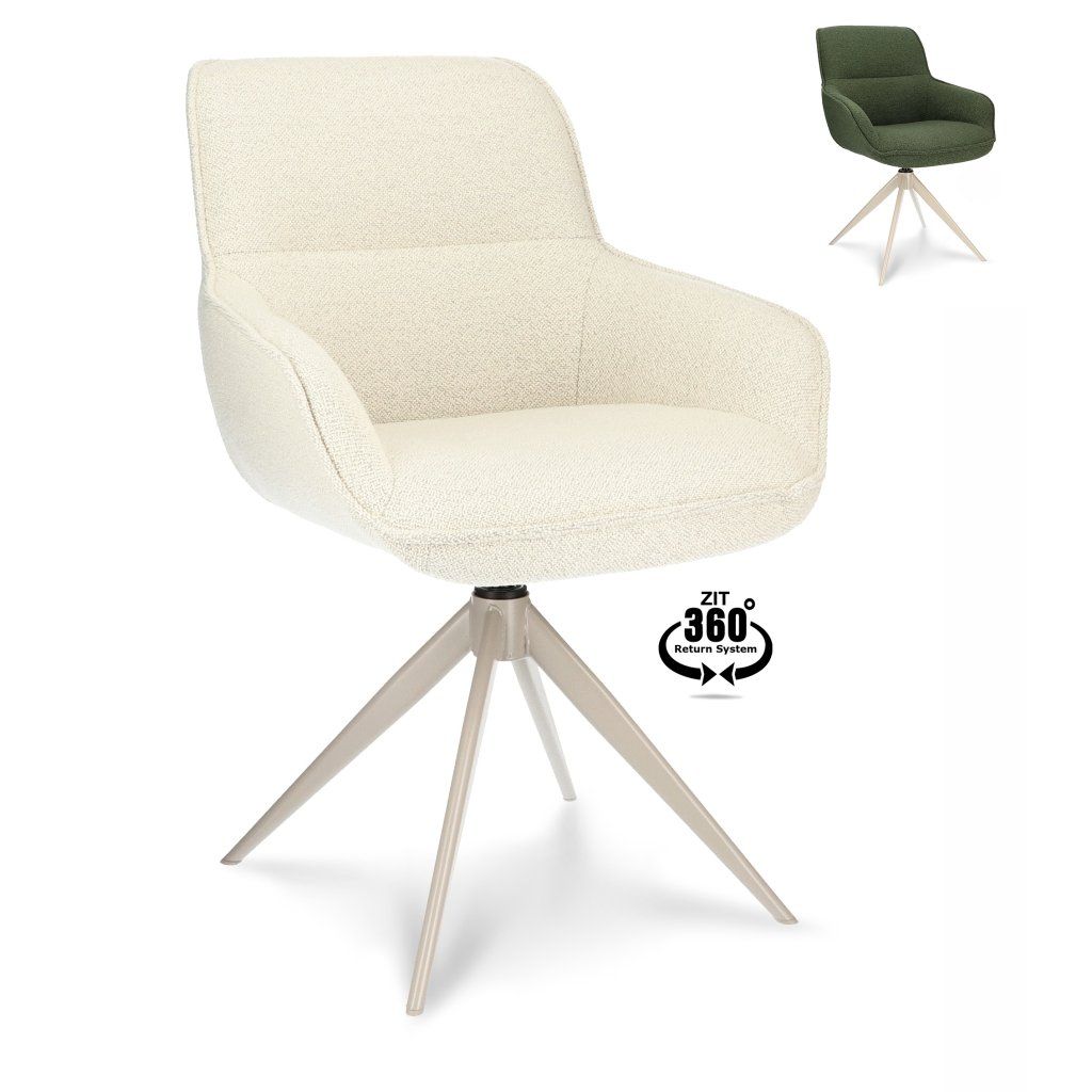 Židle s područkami Lano Stof Mose Natural 90 Leg Smoked Cream 360° Return-system (Color Natural 90)