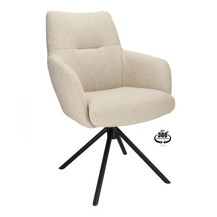 Židle s područkami Connor Stof Glory Beige 05 Leg Black 360° Return-system (Color Beige 05)