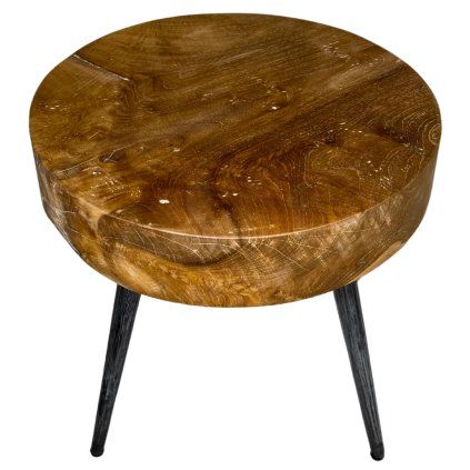 Designový odkládací stolek Jordan – masivní teak a kov v harmonickém spojení.