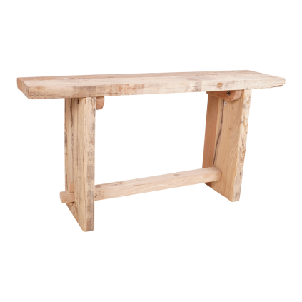 Indická konzole z masivního běleného jilmu. Elegantní a světlý kousek s přírodním charakterem.