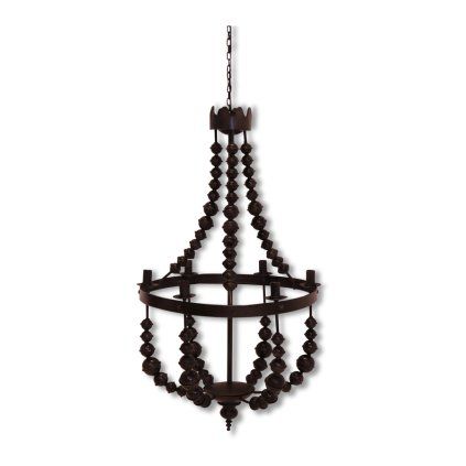 Elegantní kovaná závěsná lampa s originální konstrukcí a zdobnými detaily. Nadčasový kousek s výrazným charakterem.