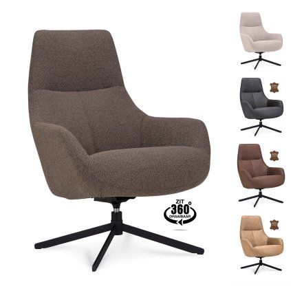 Křeslo Vancouver Microleder Bull Liver 10 Poot Zwart 360° Draaibaar (Color Liver 10)