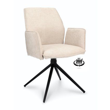 Židle s područkami Harley Stof Mito Natural 01 Spinpoot Zwart 360° Draaibaar (Color Natural 01)